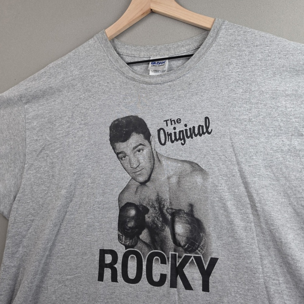 Rocky Marciano The Original Rocky Boxing Men's XL Grey Graphic T-Shirt Vintage